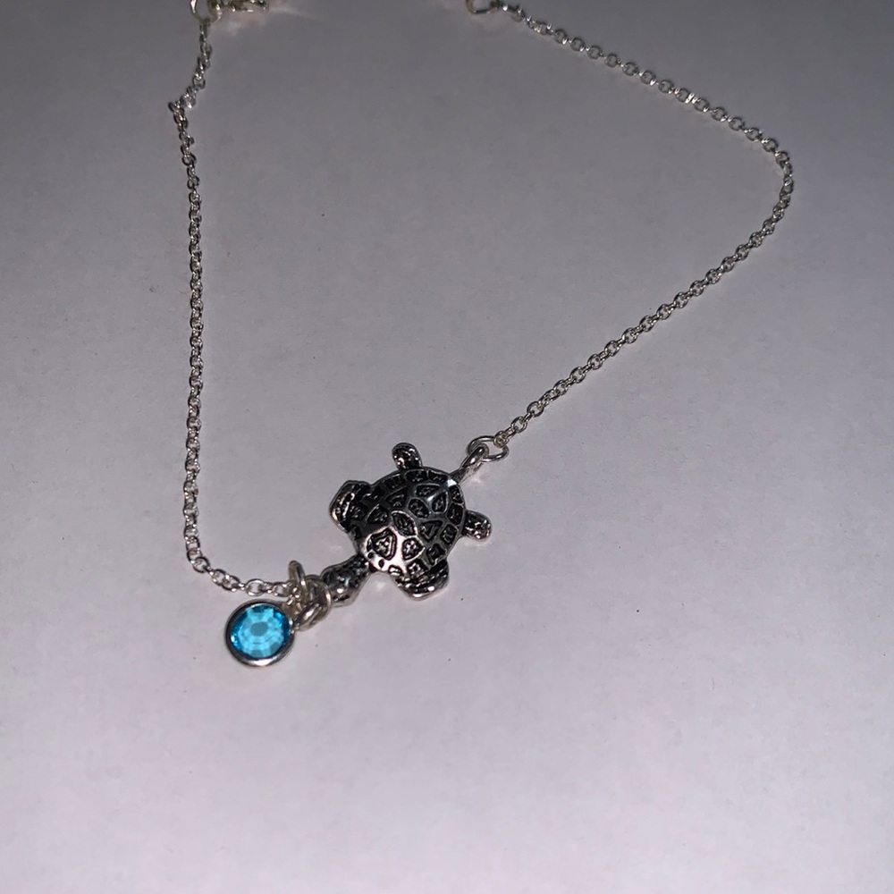 silver turtle ankle bracelet